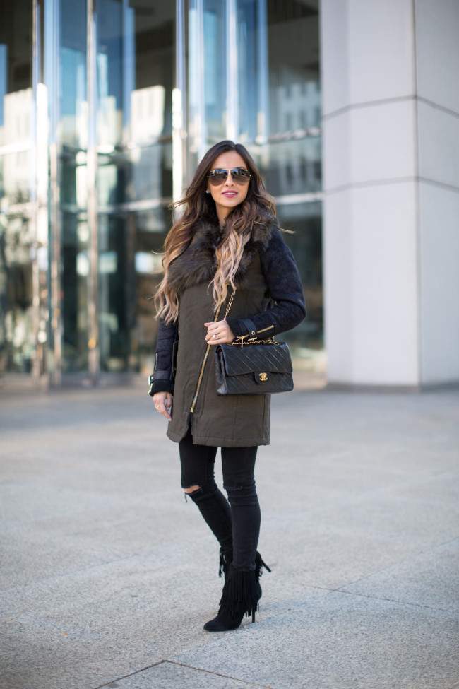 Military Inspired Coat Faux Fur
