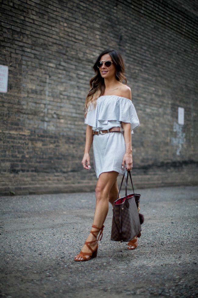 Wayf-Striped-off-the-shoulder-dress