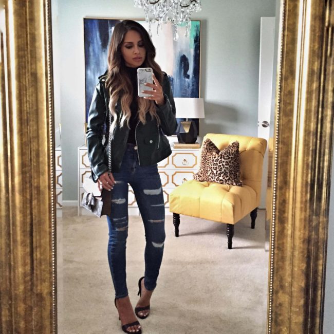 mia mia mine in a blanknyc faux leather jacket from the nordstrom anniversary sale