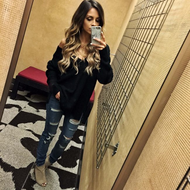 mia mia mine in a nordstrom anniversary v-neck sweater