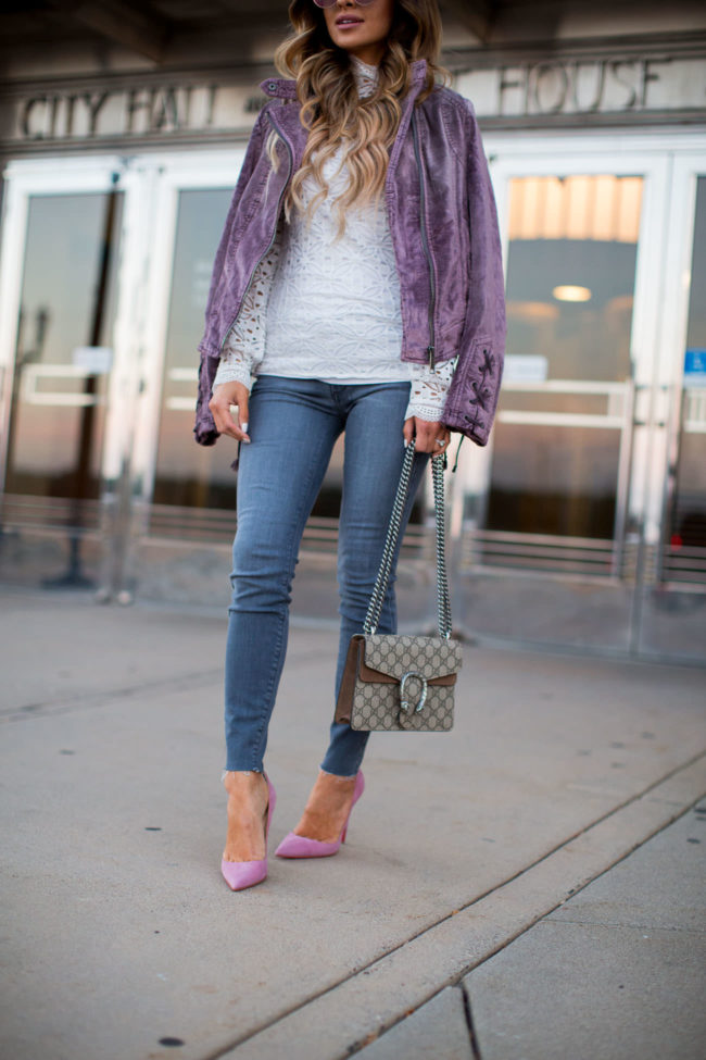 fashion blogger mia mia mine wearing a velvet jacket by free people