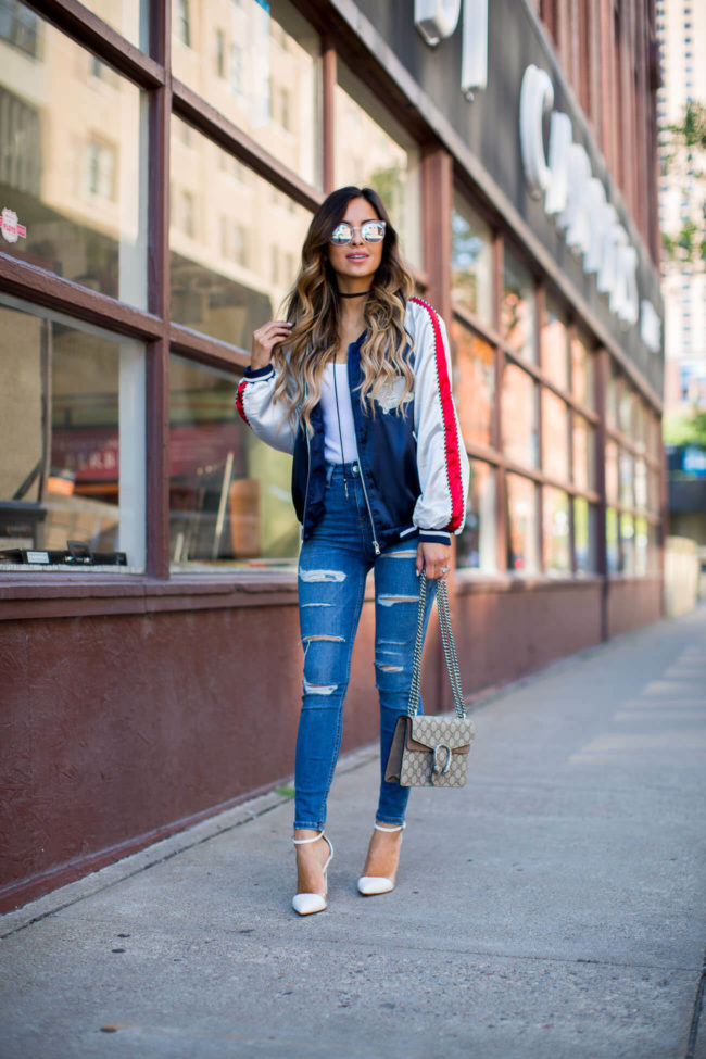 mia mia mine wearing a brunch bomber jacket by storets