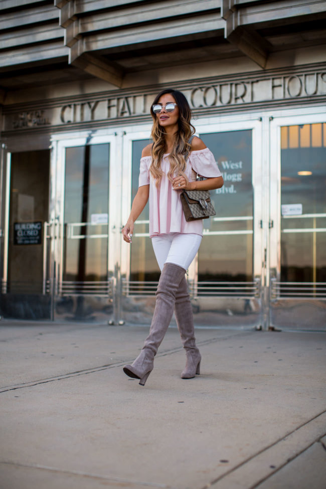 mia mia mine wearing a pink top by sincerely jules from nordstrom