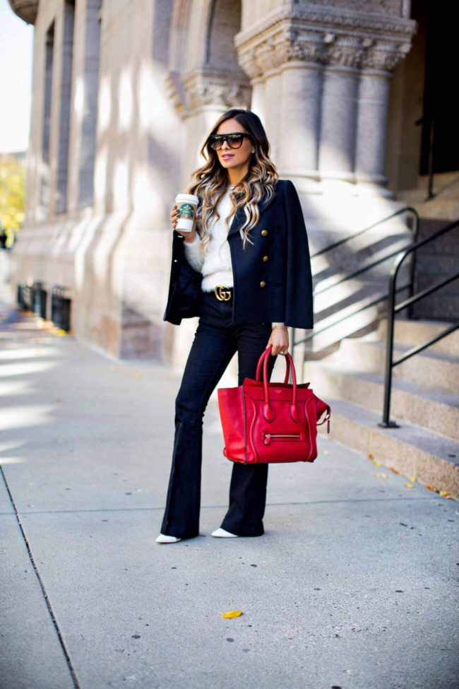 fashion blogger mia mia mine wearing a fall outfit from banana republic