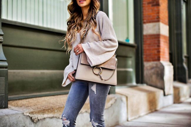 mia mia mine carrying a chloe fay bag from nordstrom