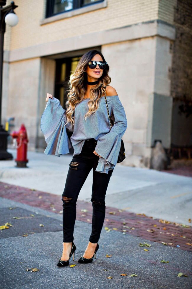 fashion blogger mia mia mine wearing a gingham 