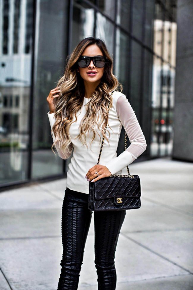 fashion blogger mia mia mine wearing saint laurent 59mm sunglasses from nordstrom