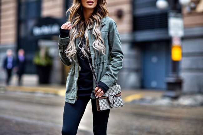 mia mia mine wearing a gap factory utility jacket