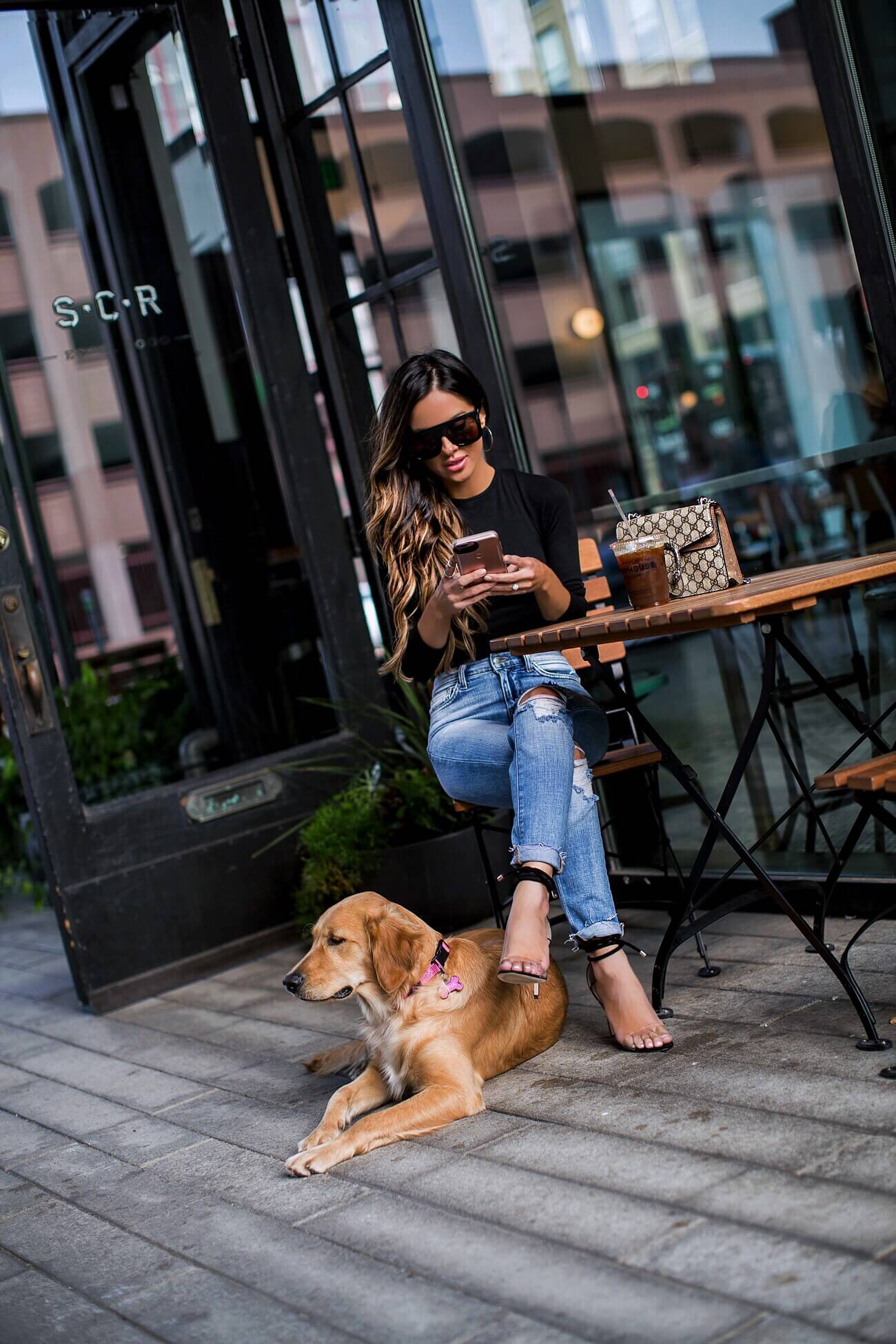 fashion blogger mia mia mine wearing an lna bodysuit and gucci dionysus bag