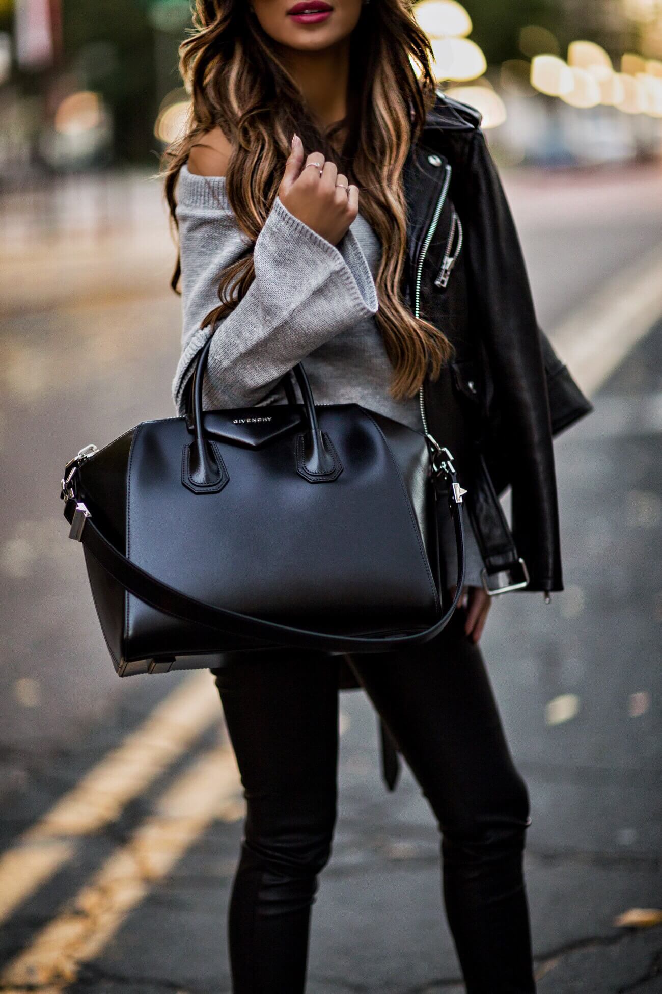 fashion blogger mia mia mine wearing a givenchy antigona bag