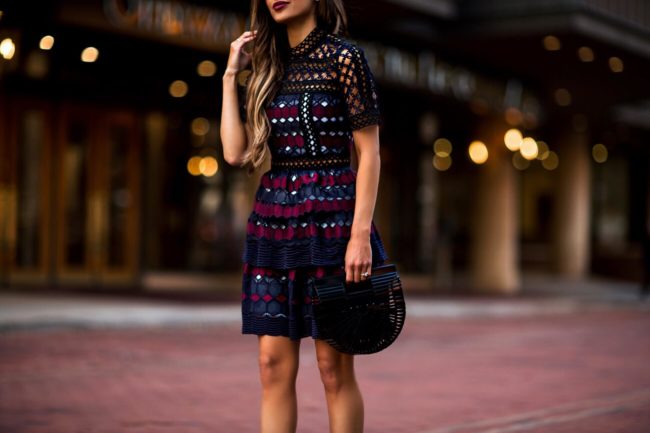 fashion blogger mia mia mine wearing a self portrait holiday dress from luisaviaroma