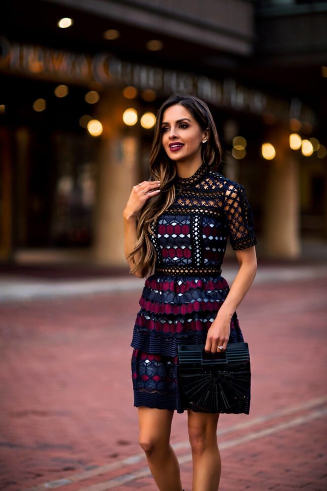 fashion blogger mia mia mine wearing a self portrait dress