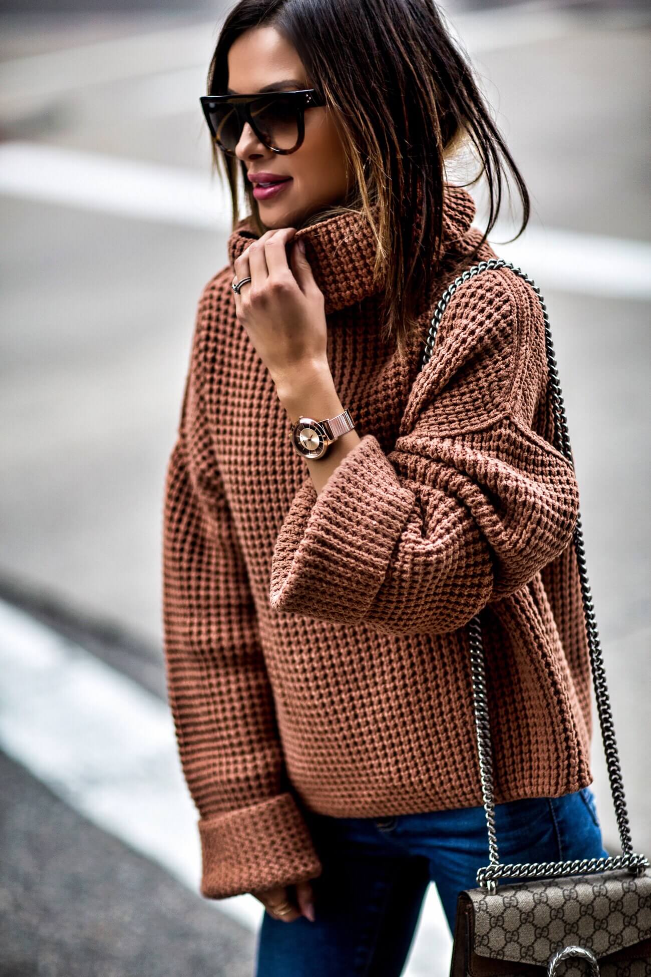 mia mia mine wearing an orange sweater by free people