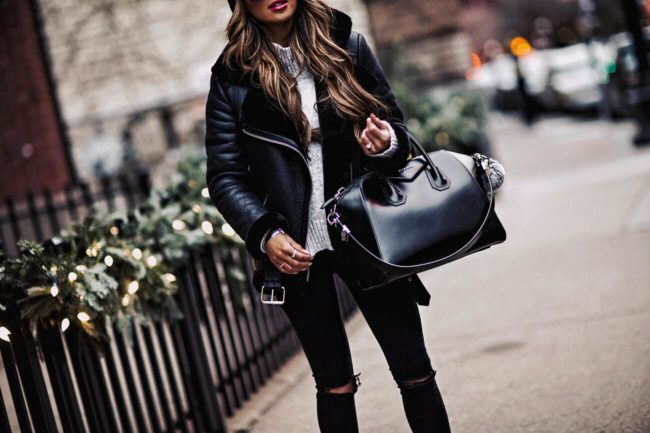 Fashion blogger mia mia mine carrying a givenchy antigona medium bag