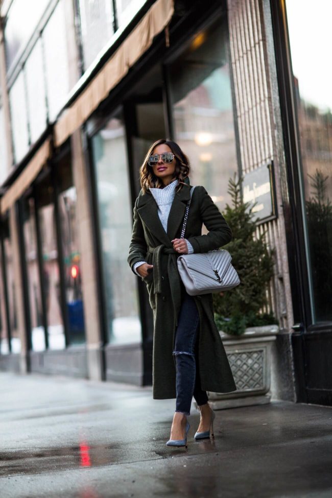 fashion blogger mia mia mine wearing a saint laurent college bag and a gianvito rossi heels
