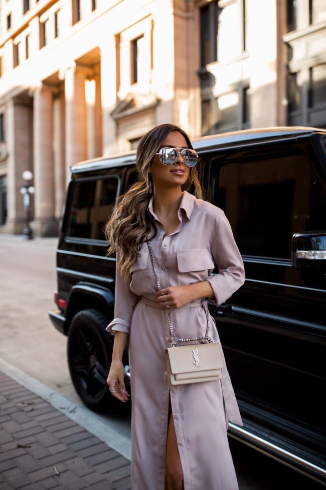 fashion blogger mia mia mine wearing a forever 21 maxi shirtdress