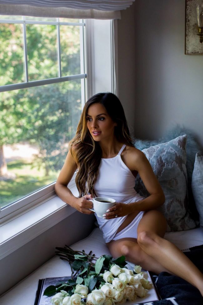 fashion blogger mia mia mine wearing a white cami from jockey allure at macy's