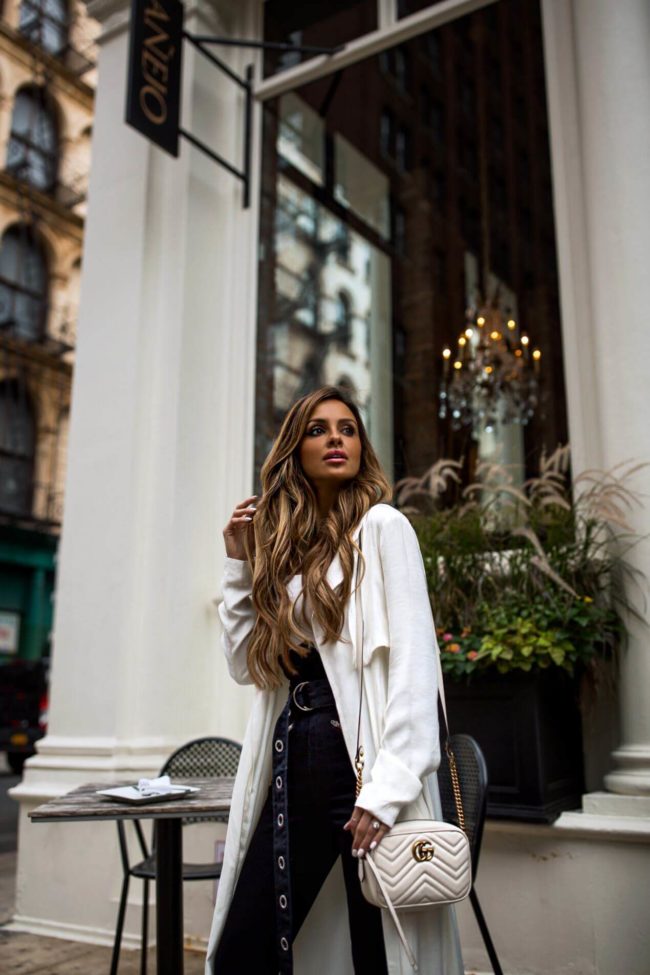 Where to Save vs Splurge on Cult-Favorite Beauty Products | miamiamlne.com | fashion blogger mia mia mine wearing a white duster and grlfrnd denim from revolve