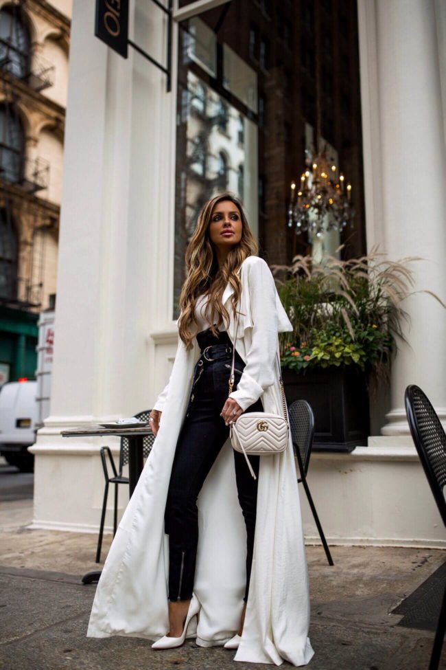 Where to Save vs Splurge on Cult-Favorite Beauty Products | miamiamlne.com | fashion blogger mia mia mine wearing a white trench coat from revolve and white christian louboutin heels with a white gucci marmont bag