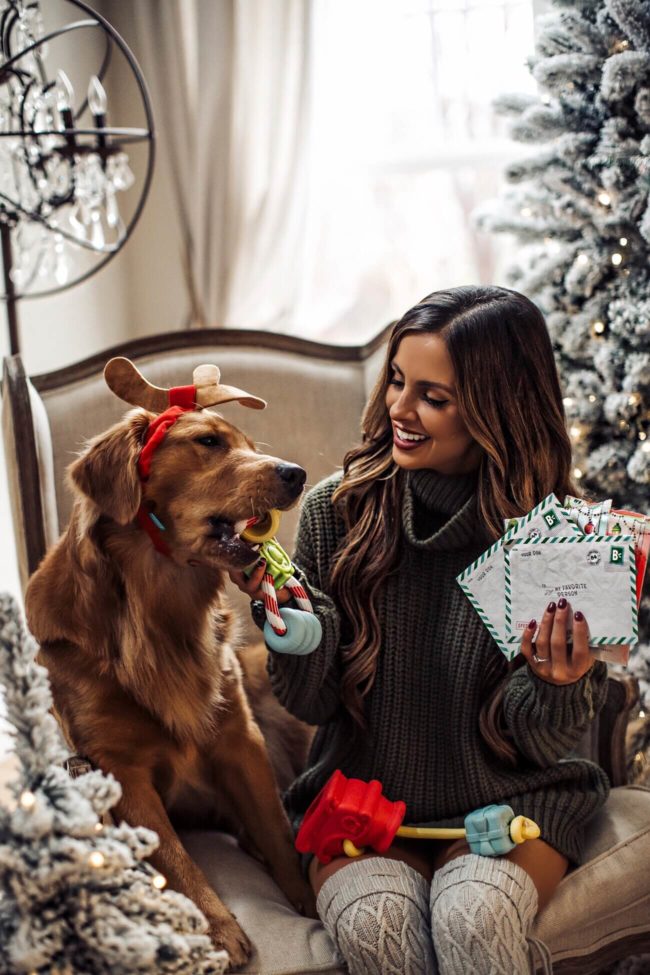 Fashion blogger mia mia mine with golden retriever Leo