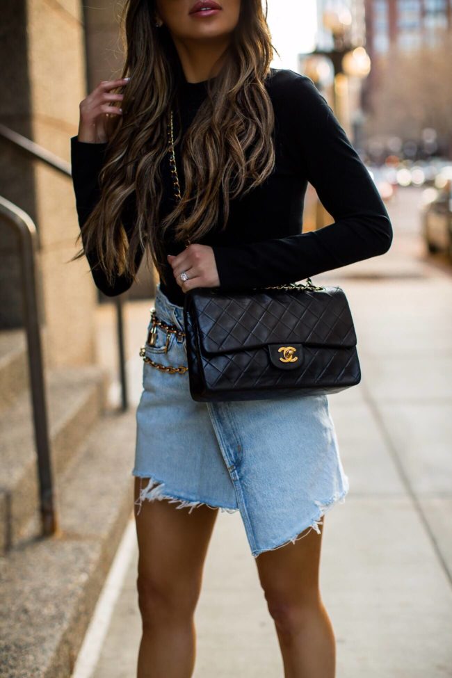 fashion blogger mia mia mine wearing a chanel bag from ebay