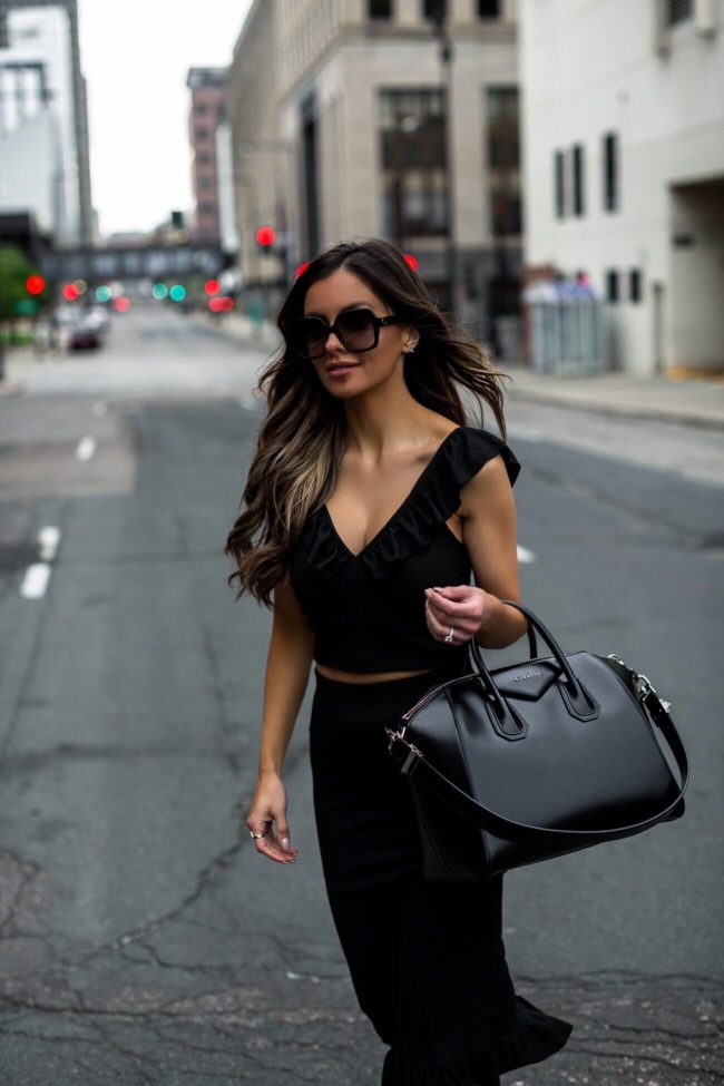 fashion blogger mia mia mine wearing a two piece set from walmart