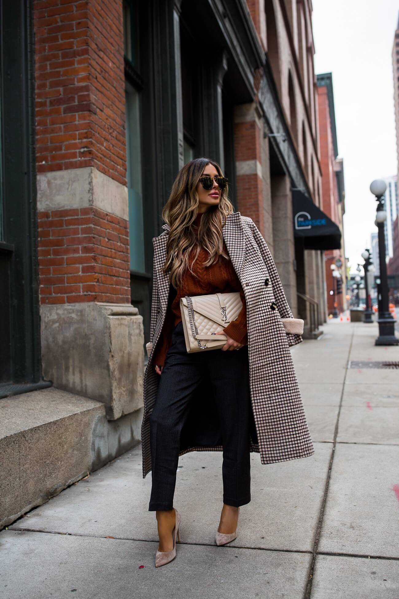 fashion blogger mia mia mine wearing a wool coat from petite studio