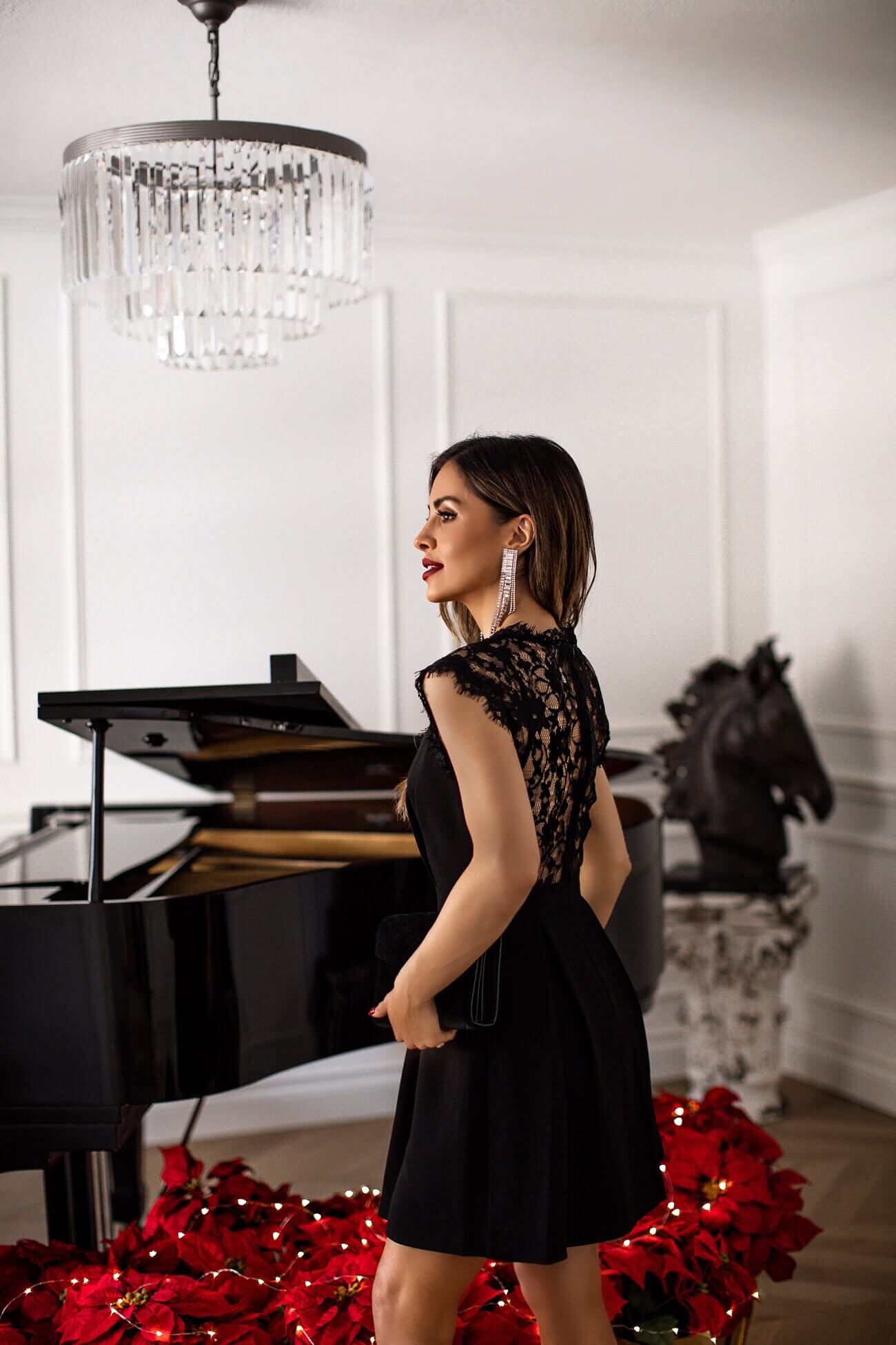 fashion blogger mia mia mine wearing a lace dress from macy's 