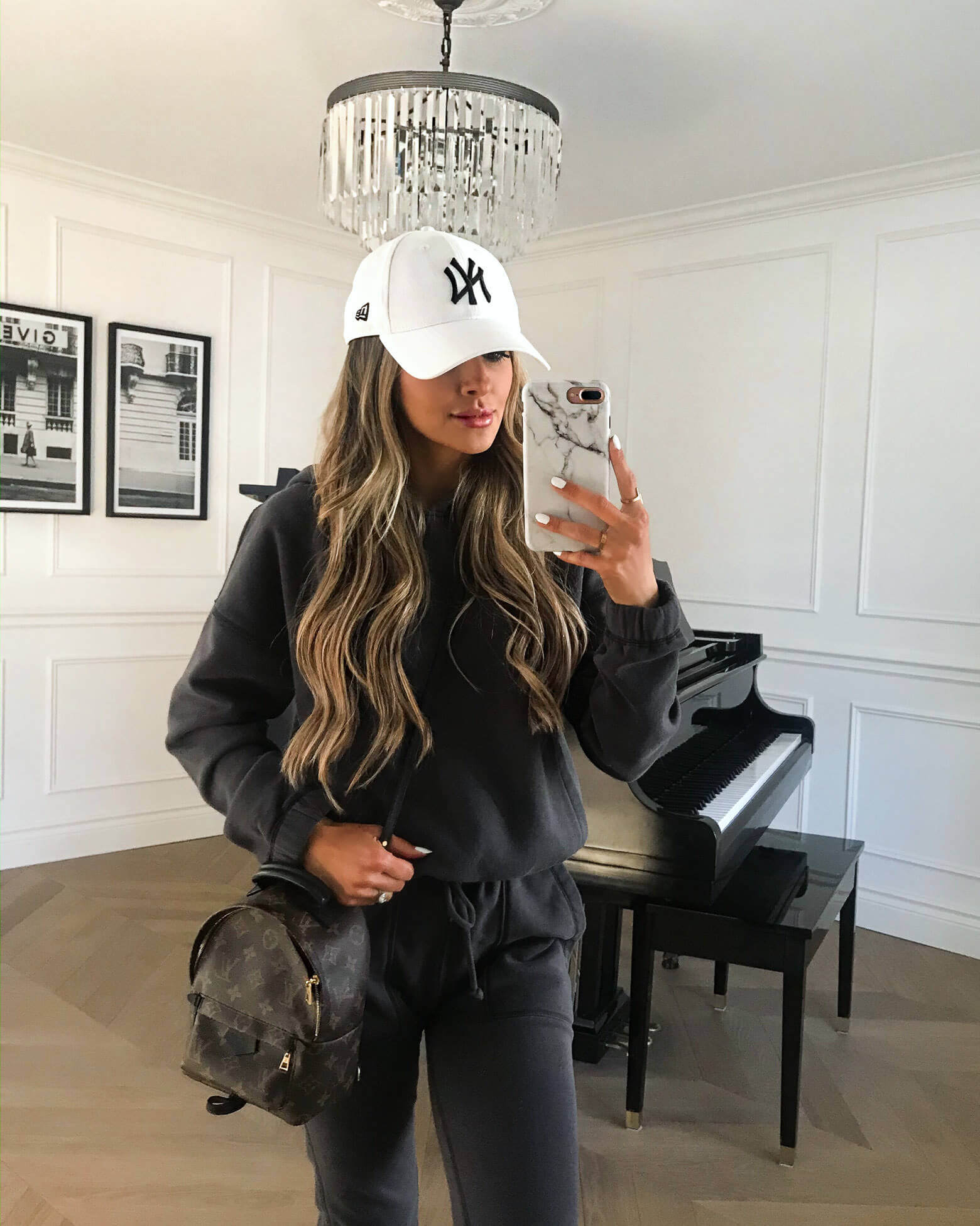 fashion blogger mia mia mine wearing a sweatsuit from abercrombie