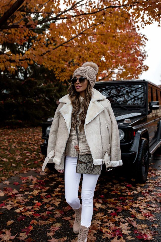 fashion blogger mia mia mine wearing a topshop biker jacket from nordstrom