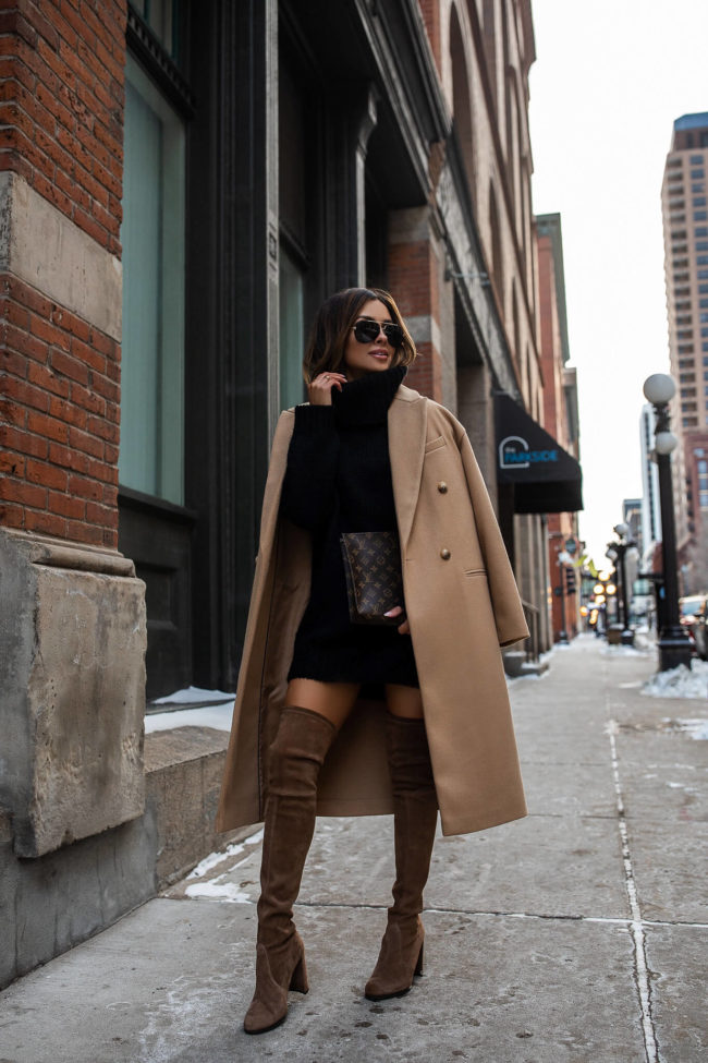 fashion blogger mia mia mine wearing a camel coat from nordstrom