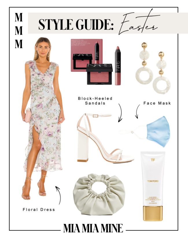 floral dress and white heels for easter by mia mia mine