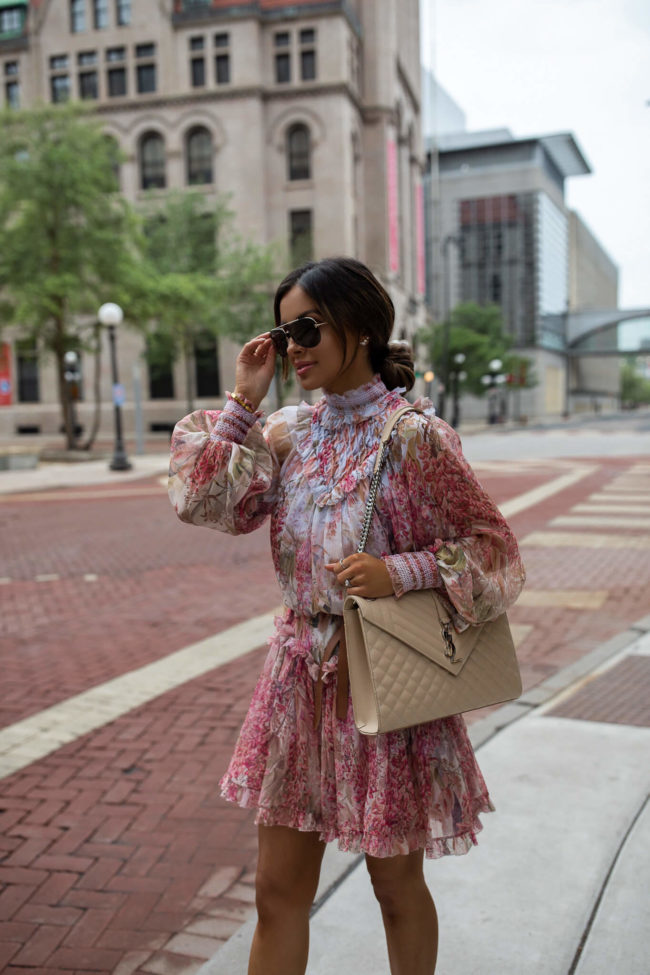 mia mia mine wearing a floral dress by zimmerman on sale now