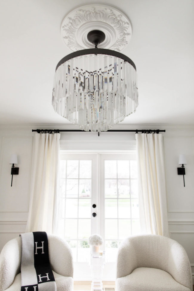 crystal chandelier in mia mia mine's home