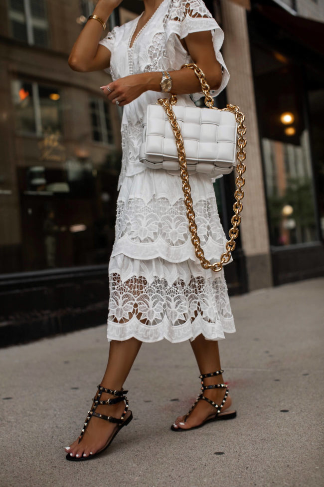 fashion blogger wearing rockstud valentino gladiator sandals