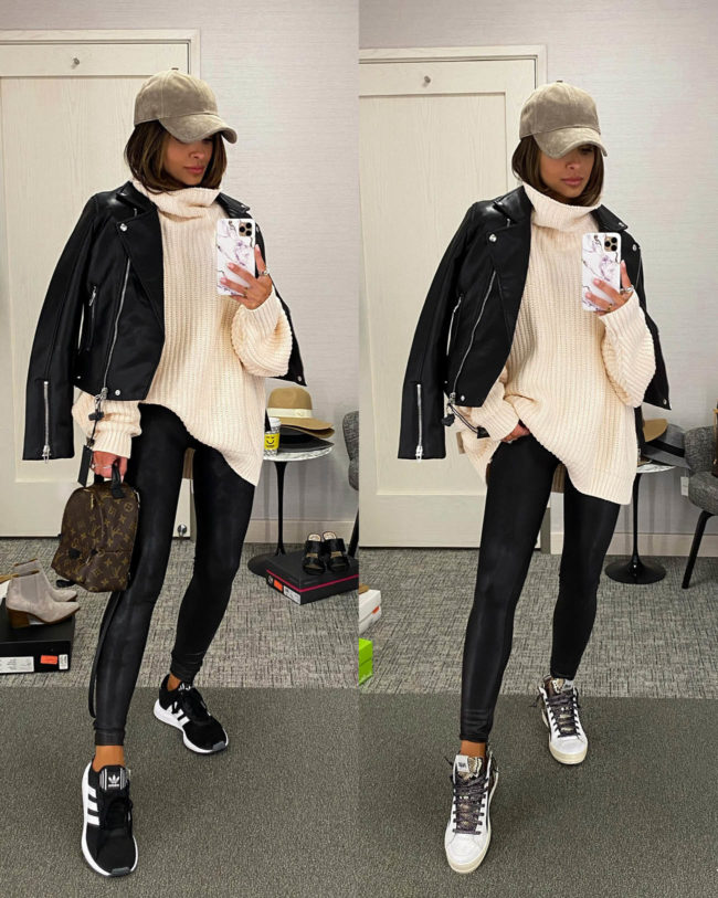 mia mia mine wearing faux leather leggings from the nsale