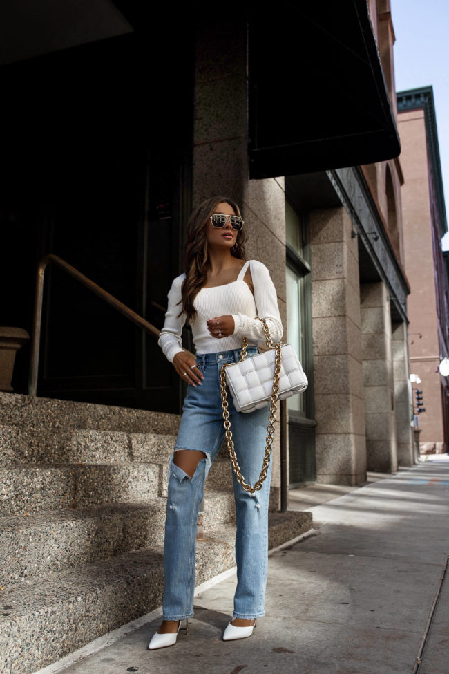 fashion blogger mia mia mine wearing 90s denim from abercrombie
