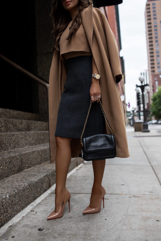 fashion blogger wearing a workwear outfit from rent the runway