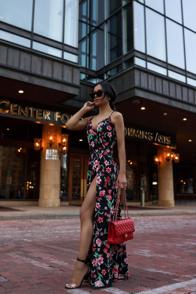 mia mia mine wearing a floral dress from walmart