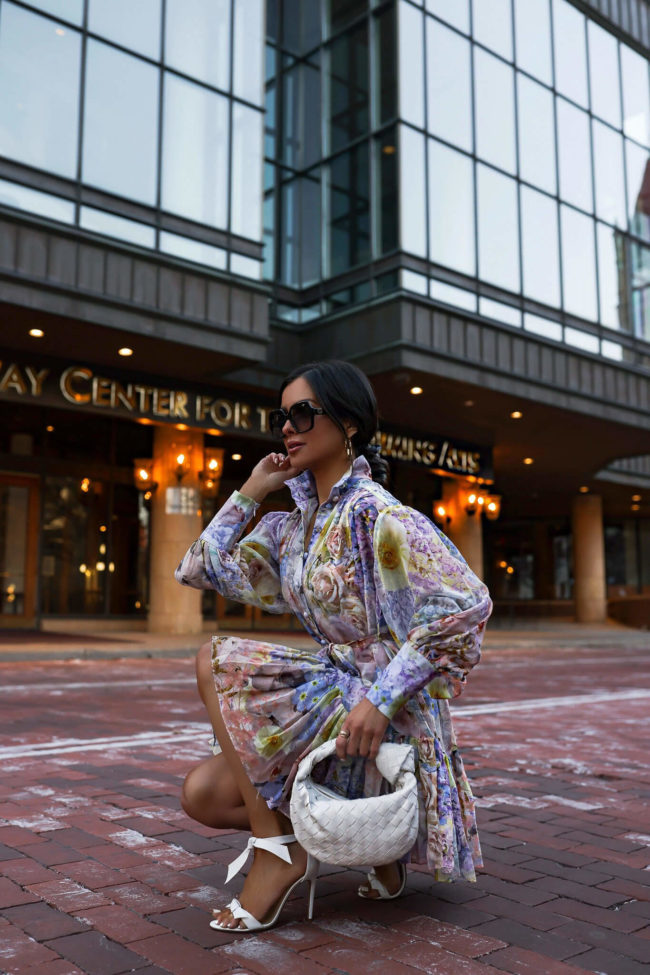 fashion blogger mia mia mine wearing a zimmermann Rhythmic Lantern Minidress