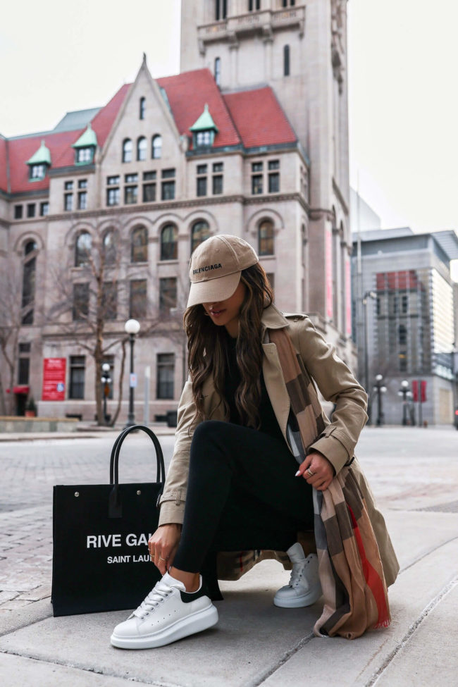 fashion blogger mia mia mine wearing alexander mcqueen sneakers for spring