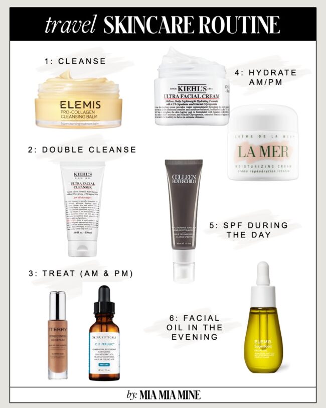 mia mia mine travel skincare routine
