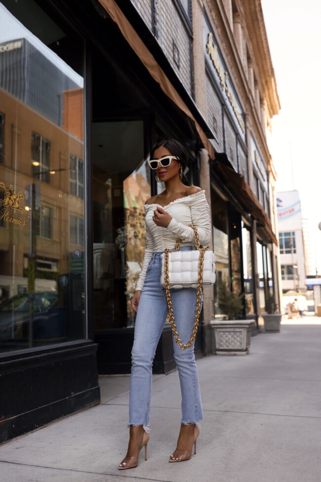 fahsion blogger mia mia mine wearing agolde riley jeans