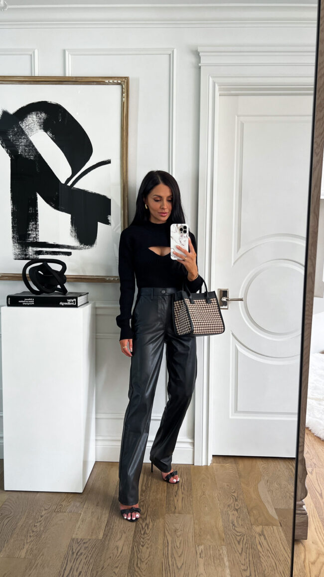 mia mia mine wearing walmart faux leather pants