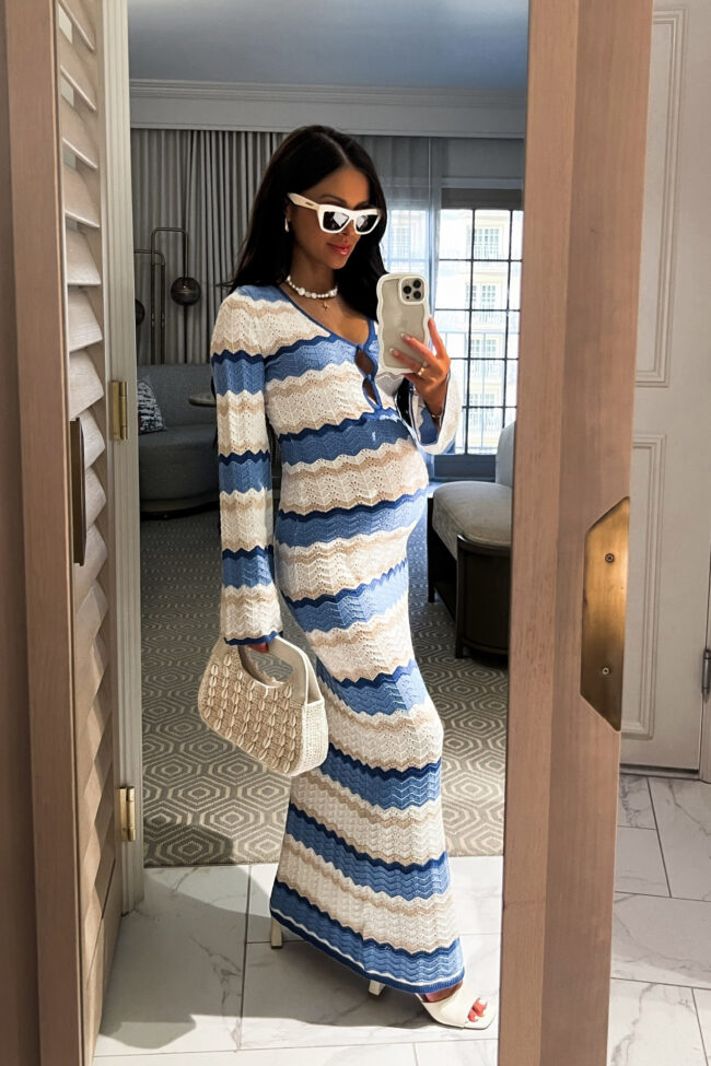 mia mia mine wearing a beach maternity outfit in naples