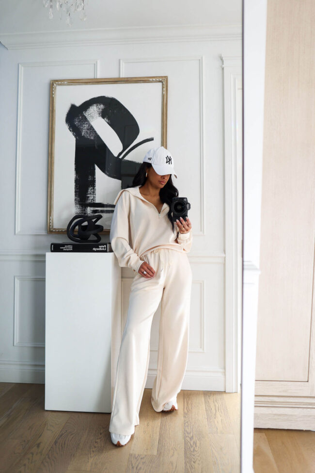 fashion blogger mia mia mine wearing a white matching set from walmart