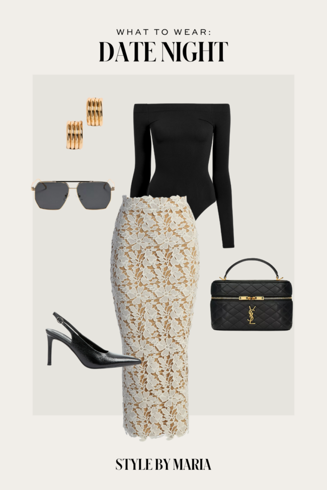lace midi skirt outfit