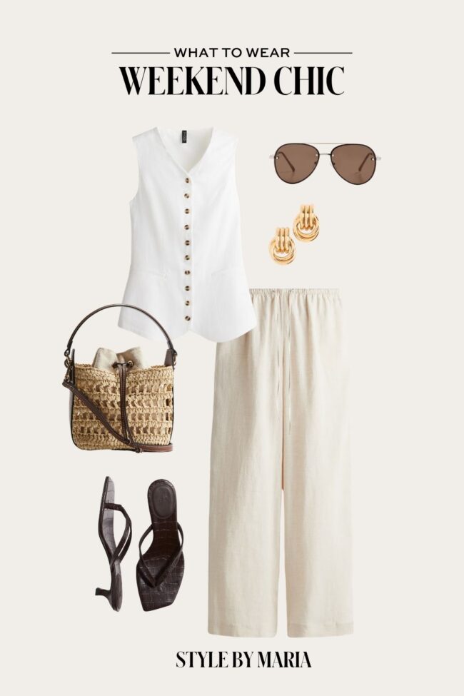 h&m vest top and linen pants