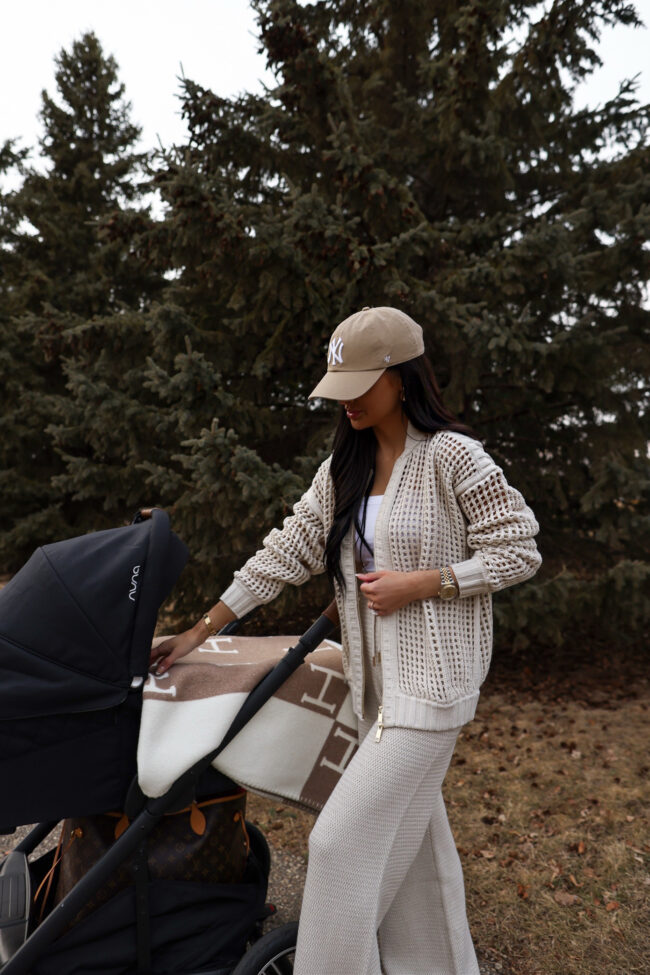 mia mia mine wearing a cella jane x splendid open knit jacket
