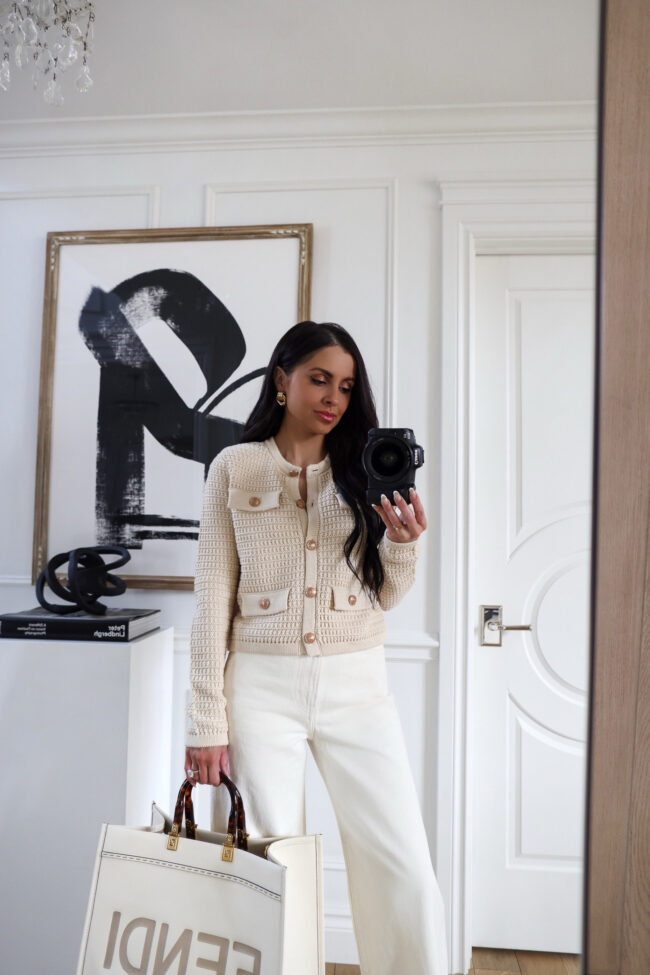 mia mia mine wearing a blanknyc cardigan from shopbop